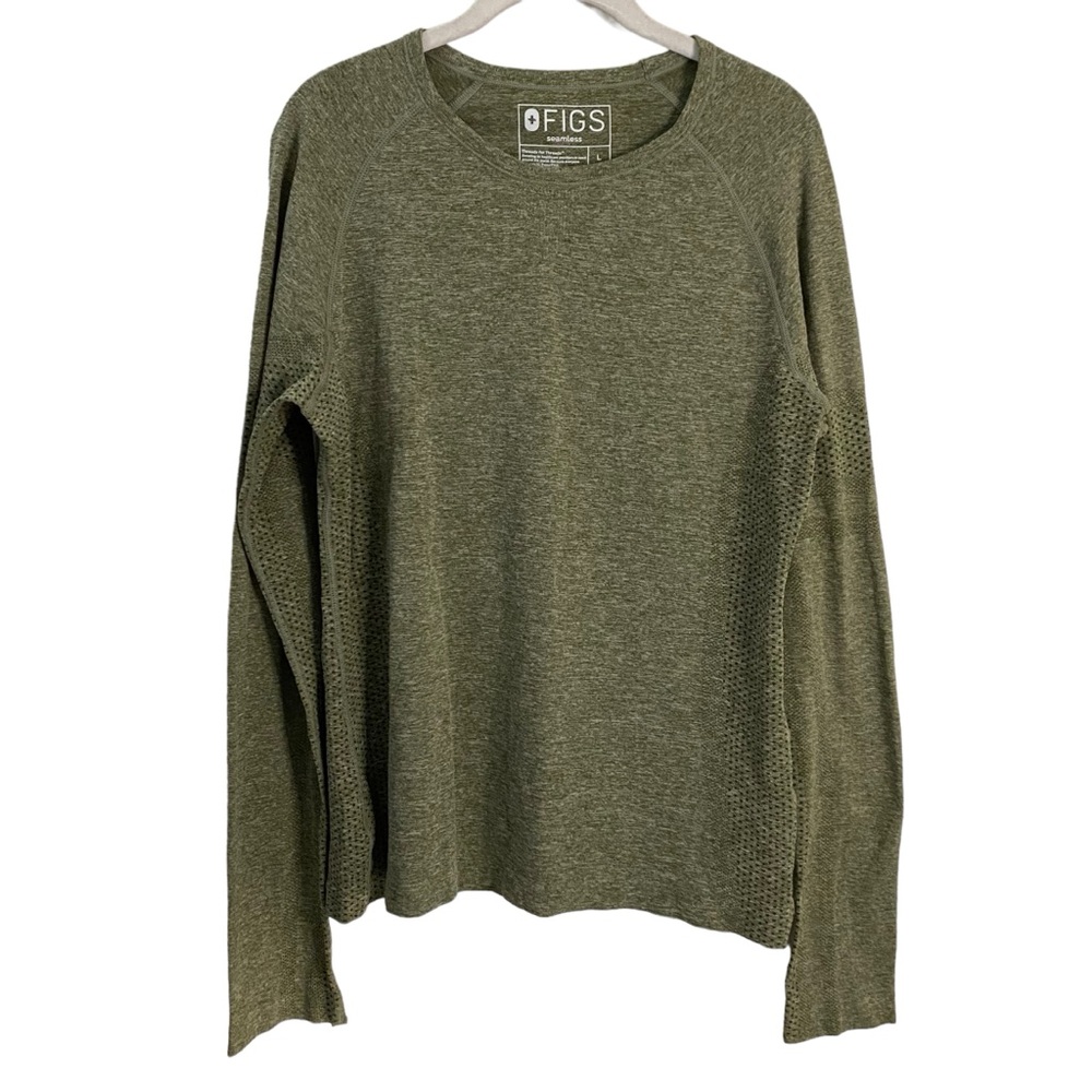 FIGS Salta Seamless Longsleeve Underscrub Olive Green Medical Scrubs Size Large